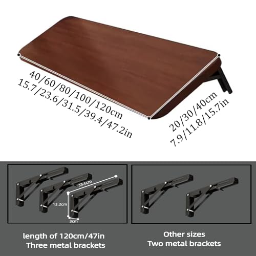 Bureau mural pliant élégant avec finition marron haut de gamme - 5