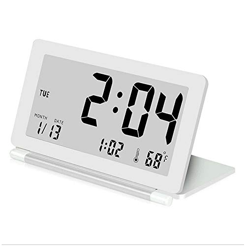 HJ Digital LCD Top Desk Temperature Alarm Clock,Simple, Battery Operated, Small and Light,