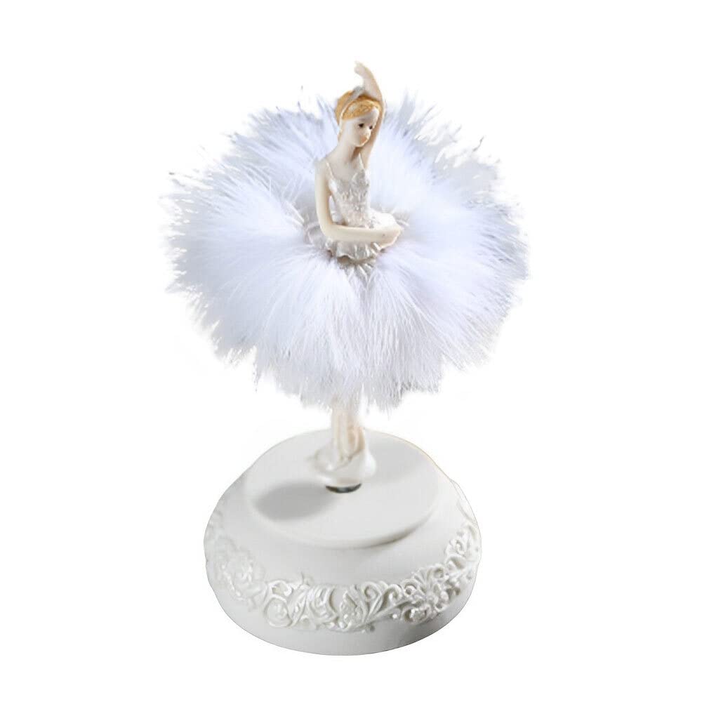 Ballerina Spieluhr, Elegantes tanzendes Mädchen, bastelt Figuren, drehbare Ornamente, Freund, Weihnachten, Hochzeit, Geburtstagsgeschenk, Weiss