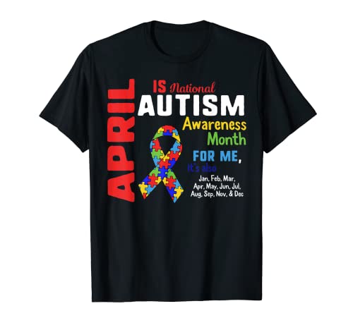 Abril es el Mes Nacional de Concientización sobre el Autismo Hijo Puzzle Camiseta