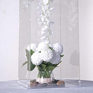 BalsaCircle 32-Inch Tall Clear Mirror Display Box Holder Flower Riser Vase Centerpiece Floor Standing Pedestal Wedding Supplies