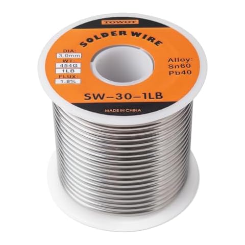 TOWOT 60/40 Solder for Stained Glass, 1 lb Spool, 3mm Dia, No Flux Solder Wire Stained Glass Supplies Cover