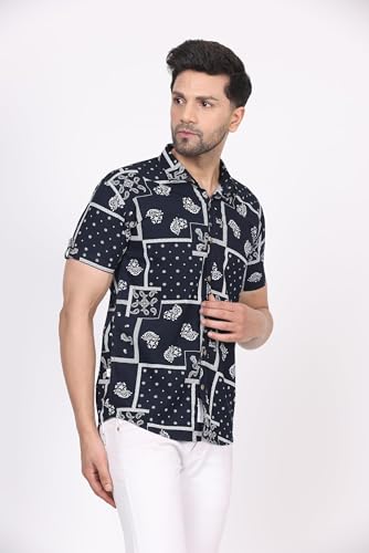 Image of CVC Fashion Men's Printed Button-Down Shirt - Aesthetic Regular Fit Half Sleeve Casual Shirt for Men, Ideal for Summer & Beach Wear