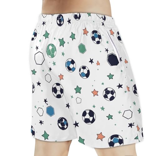 Men's Swim Trunks Size S Soccer Mural with Mesh Lining Soft Breathable Quick Dry Beach Shorts Pure White3