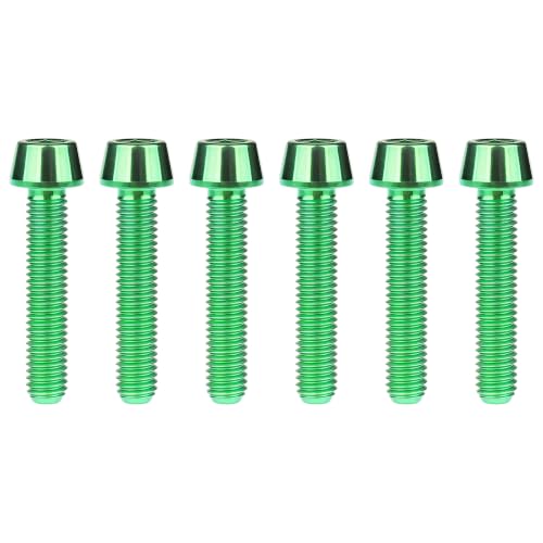 Image of Titanium Ti DIN912 M4 8 10 12 15 20mm Tapered Head Hex Bolts Bicycle Screws Pack of 6 (Green, M4x20mm)