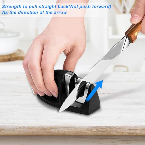 Ezyumm Knife Sharpener, 2-Stage Preset Coarse & Fine Slots Knife Sharpening thumb #4