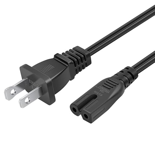 Image of 2 Prong Polarized 5Ft Power Cord C7 Connector AC Power Cable Replacement for Vizio D-E-M Series TV, Sewing Machine, PlayStation PS1/PS2,