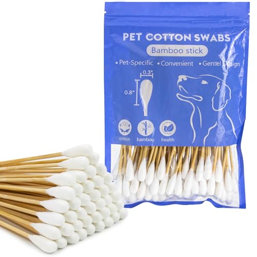 Homeczylst 6 Inch Large Cotton Swabs for Dog Ear Cleaning - Extra Long Handle Dog Ear Swabs, Soft & Absorbent Big Cotton Tips, Perfect for Pet Care & Daily Grooming (100 Pcs)