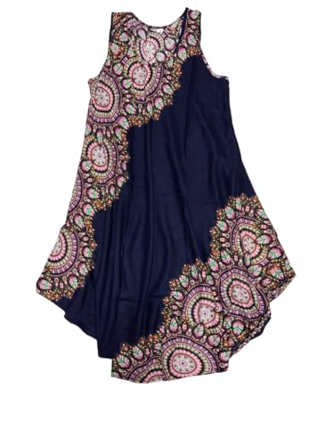 エスニック柄ラウンドワンピース（E）／エスニックワンピース ダシキ アフリカン 曼荼羅 曼陀羅 マンダラ ロングワンピース ノースリーブ 夏フェス エスニックファッションのサムネイル