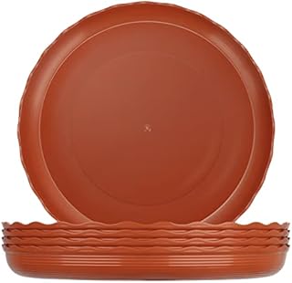 Worephu 5 Packs Plant Pot Saucers, 30 cm Duty Durable Round Drip Trays Heavy Duty Plants Soucers, Plastic Flower Pot Saucer for Indoor Outdoor Garden (Brick Red)