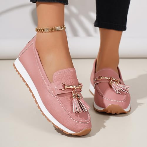 Chaussures plates confortables femme bout fermé design franges chic