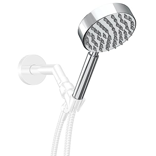 All Metal Hand Held Shower Head, Polished Chrome | 4 Inch Spray Wand, No Flow Restrictor | Made From 304 Stainless Steel With Silicone Nozzles | Works With All Hoses, Slide Bars & Wall Mount Holders #TOP2