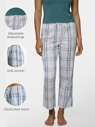 Image of Enamor Mid Rise Full Length Adjustable Drawstring Hangout Pant for Women - Relaxed Fit, Combed Cotton - E4A5