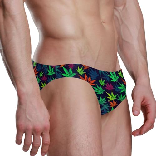 Men Swimming Marijuana Leaves Bikini Swimsuit Swimwear Quick Dry Print Briefs S 212152953