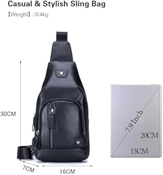 FANDARE Ultralichte borsttas, slinger, crossbody tas, heren en dames, tas met USB-oplaadpoort, schoudertas, riemtas, schoudertas voor reizen, wandelen, fietsen, joggen, waterdicht, Zwart, L, Chic