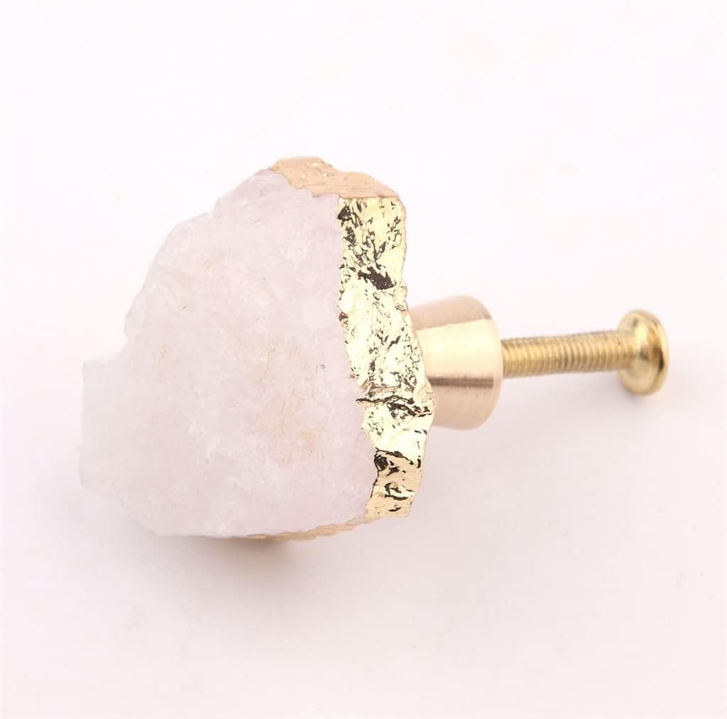 1 Piece Natural White Crystal Ore Brass Handle Drawer Kitchen Cabinet Wardrobe Furniture