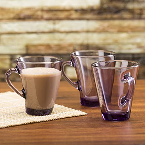 Image of Pasabahce Penguen Glass Mug from The Original from Turkey 170 ml Mug Set of 6 Pcs | Ideal for Coffee, Tea, Cappaccino, Multipurpose Mug Perfect for Gifting | Easy to Clean & Dishwasher Safe.(Purple)