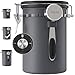 Veken Coffee Canister, Airtight Stainless Steel Kitchen Food Storage Container with Date Tracker and Scoop for Beans, Grounds, Tea, Flour, Cereal, Sugar, 22OZ, Gray