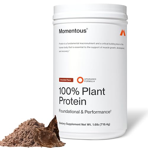 Image of Momentous Vegan Protein Powder, 20g Pea & Rice Blend Protein, Chocolate | Complete Amino Acid Profile to Support Lean Muscle Growth, NSF Certified for Sport, Non-GMO & Gluten-Free (22 Servings)