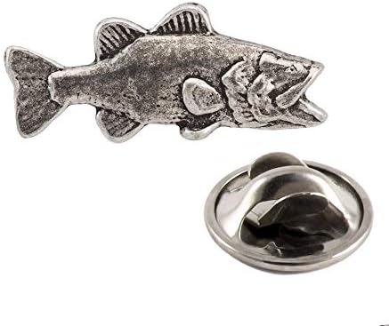 Freshwater Bass Fish Lapel Brooch Pin, Handmade in The USA - Available in Pewter, Copper & 22k Gold Plated & Hand Painted
