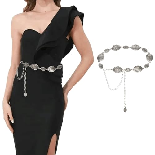 INOGIH Western-Cowgirl-Belts Country-Concert-Outfit for Women - Metal Link Western Cowboy Belts for Dresses Jeans