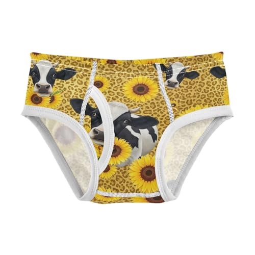CHIFIGNO Cute Cows Yellow Sunflowers Briefs for Boys Printed Cotton Underwear Toddler Boys Soft Underwear Briefs