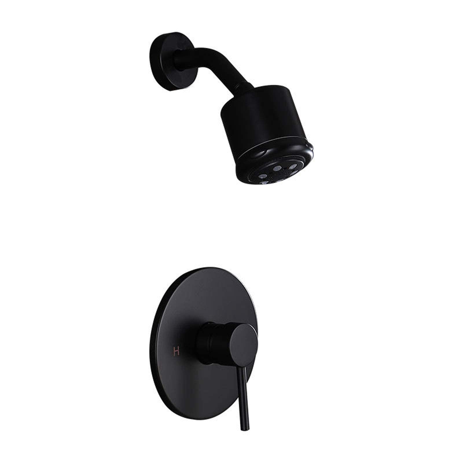 Système de douche effet pluie noir avec mitigeur mural moderne
