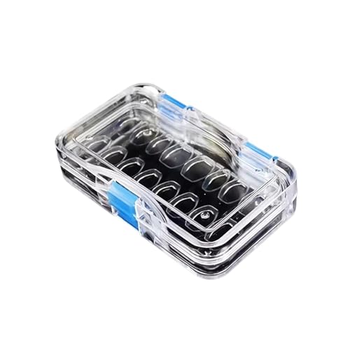 Caja de almacenamiento dental de 16 compartimentos transparente y antipolvo para prótesis