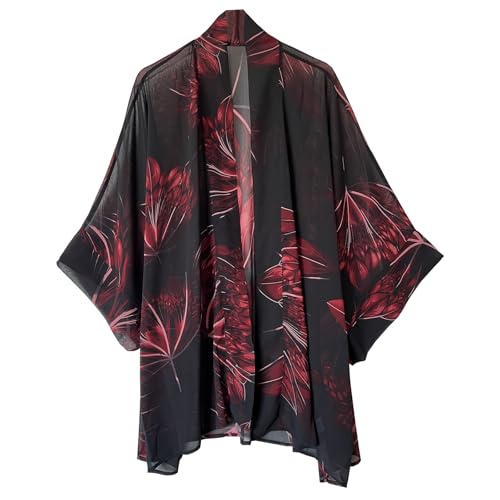 Kimono de gasa bohemio chal de playa y blusa holgada para trajes de baño de mujer