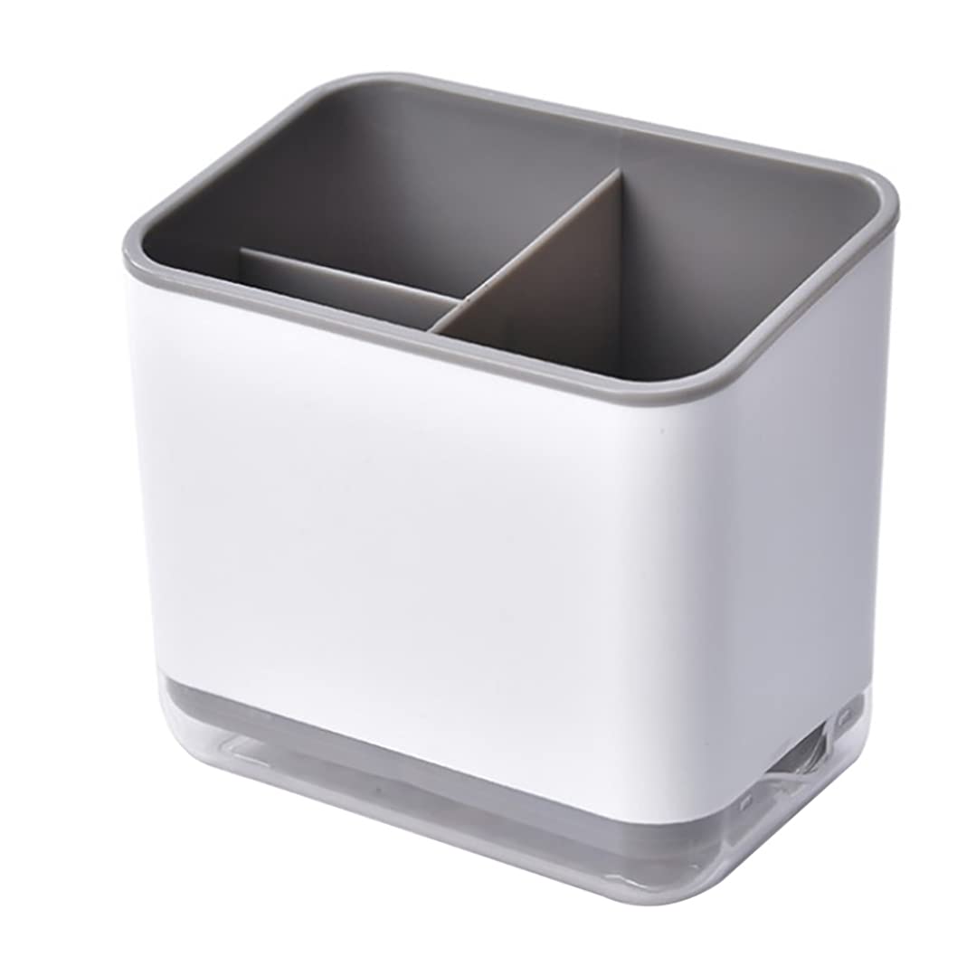 Cnafgbgg Gray Cutlery Sink Caddy Drain Rack Plastic Spoon Fork Chopstick Storage Box Double Layer For Kitchen.