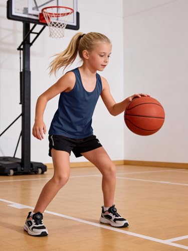 Image of Haloumoning Girls Athletic Tank Tops Racerback Sleeveless Shirts | Dry Fit Active Sports Running Yoga Shirts