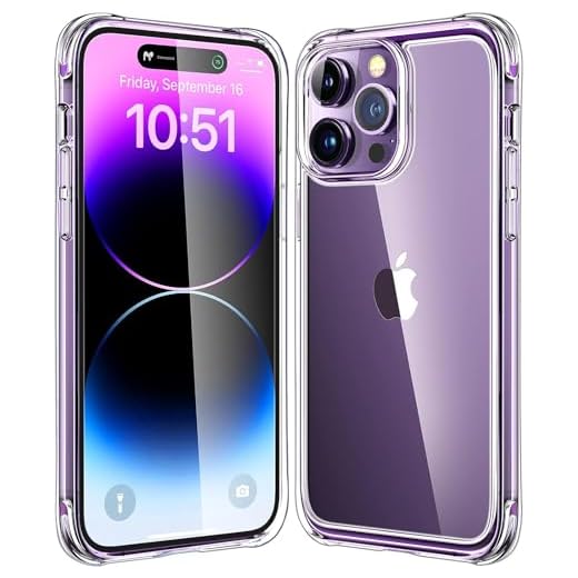 Mkeke for iPhone 14 Pro Case Clear, [Military Grade Protection] [Not Yellowing] Shockproof Phone Case for Apple iPhone 14 Pro 2022
