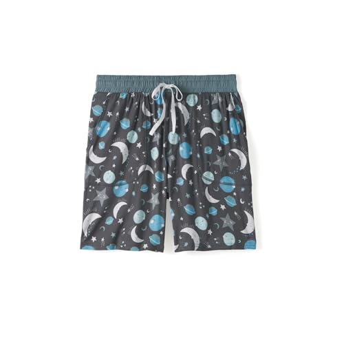 Little Sleepies Mens Pajama Shorts, Soft Viscose from Bamboo Sleep Shorts, Cooling Sleepwear, Mens PJ Bottoms w/Pockets, Blue To the Moon & Back, L