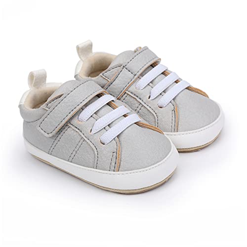 Image of SOFMUO Baby Boys Girls High Top Ankle PU Leather Sneakers Soft Rubber Sole Infant Moccasins Newborn Oxford Loafers Anti-Slip Toddler Wedding Uniform Dress Shoes