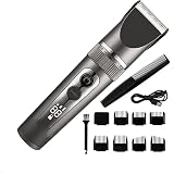 DAXXIN Hair Cutting Tool, LCD Professional Hair Clipper Men Barber Beard Trimmer Rechargeable Cutting Machine Ceramic Blade Waterproof 3 Speed Haircut(Black)