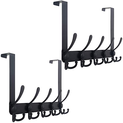 WEBI Over The Door Hook Door Hanger Hook Rack with 5 Tri Hooks for Hanging Coats, Door Towel Rack Towel Hanger Door Coat Hanger Over Door Coat Rack for Behind Back of Bathroom,Black,2 Packs by WEBI - Used condition - CA$25.18