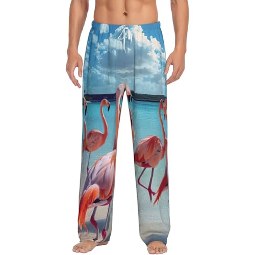 Pantalon de pyjama pour homme avec imprimé flamants roses : bas de nuit confortable et chic