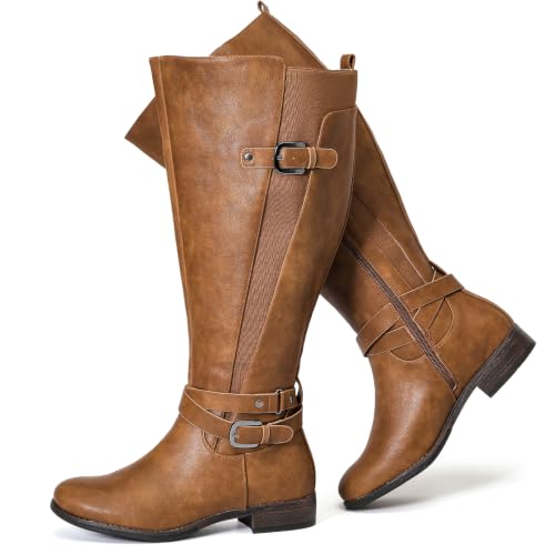 Image of Luoika Women's Extra Wide Calf Heeled Knee High Boots.