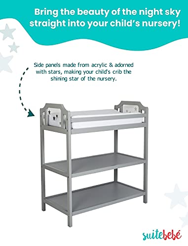 Image of Suite Bebe Celeste Changing Table Safety Rail Included, Light Grey