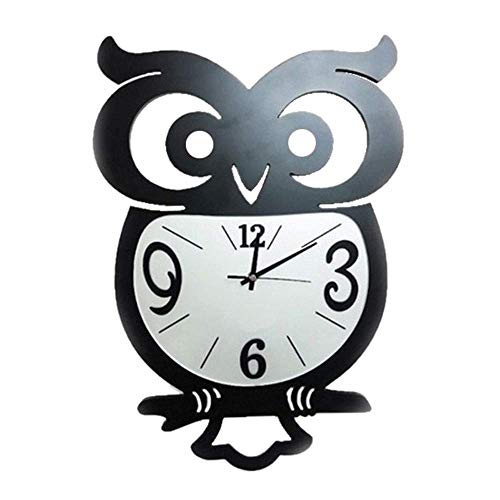 BOLLAER Horloge murale en forme de hibou - Décoration murale - En fer forgé - Créative - Décoration de salon - Simple - Pour chambre à coucher