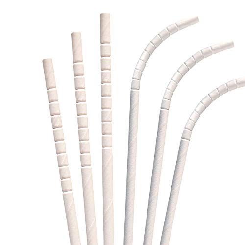 Biodegradable Eco Friendly Paper Straws, Compostable White Jumbo Eco-Flex Paper Solid Unwrapped 7.75 Inch, Box of 4800 Straws