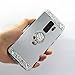 Lozeguyc Galaxy S9 Plus Case, Crystal Rhinestone Mirror Glass Case Bling Diamond Soft Rubber Makeup Case for Samsung Galaxy S9 Plus with Detachable 360 Degree Ring Stand-Silver