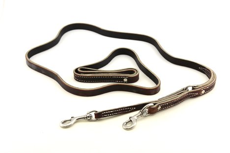Leerburg Leather Prong Collar Leash - Brown - 4 ft x 3/4 in - Handmade by The Amish w/Stainless Steel Hardware