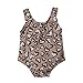 Detrade Badeanzug für Kleinkinder, Babys, Kinder, Mädchen, Mode, ärmellos, einteilig, Sommerdruck, Geraffte Bademode (Braun, 18-24 M)