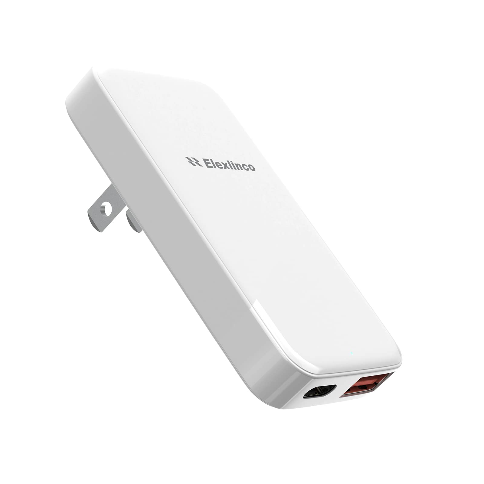 USB Wall Charger, USB C Fast Charger, Elexlinco Dual USB Wall Charger with Apple 20W Charge and QC 3.0 18W USB-A,USB C Wall Adapter for Apple 14 13 12 11, Samsung, Foldable Plug Charger