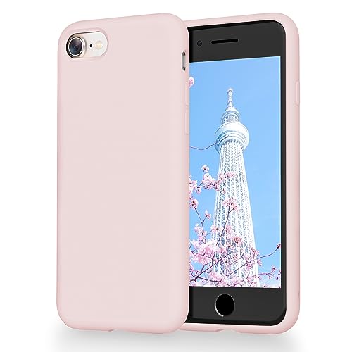 OitiYaa Liquid Silicone Case Compatible with iPhone SE 3/2 (2022/2020), iPhone 8/7 Case, 4.7 Inch, Soft Ultra Slim Protective Shockproof Phone Case with Anti-Scratch Microfiber Lining，Chalk Pink