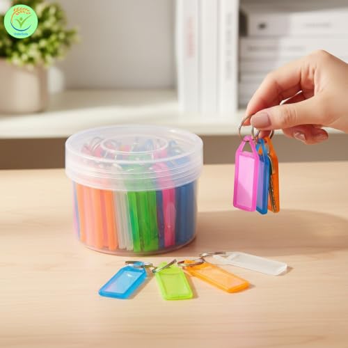 Image of Plastic Multicolor Assorted Keychain with Two Side ID Label and Split Ring