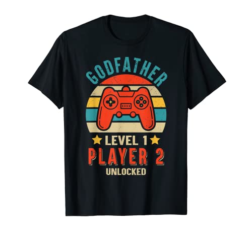 Mens Godfather Level 1 Player 2 Unlocked Gaming New Goddad Reveal T-Shirt
