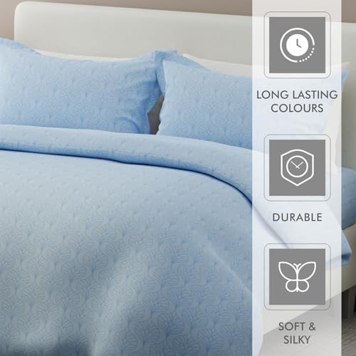Image of BOUTIQUE LIVING India Radiance Cotton Blend 825 CVC Blue King Bedsheet with 2 Pillow Covers