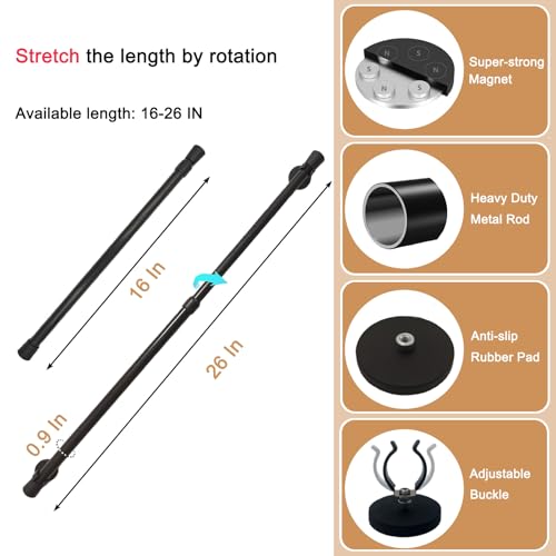 Sumlache MWRN Magnetic Curtain Rod For Metal Doors-Adjustable Cafe Magnetic Rod For Bathroom, Kitchen-Magnetic Curtain With Magnetic Holders To Hanging Curtain, Towel, Clothes thumb #2